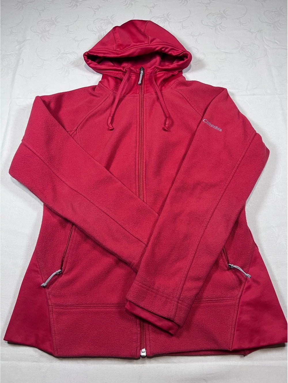 Womans Columbia Hooded Fleece Jacket Red Size Medium